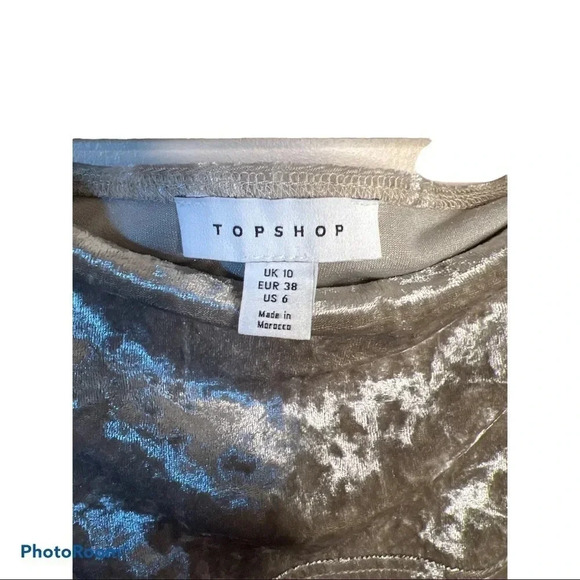 Top shop grey velvet long sleeve cropped top  Sz 6 - Picture 4 of 12